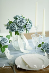 Ling’S Moment Artificial Flowers 25Pcs Dusty Blue Roses Decor W/Stems,3″ DIY Foa