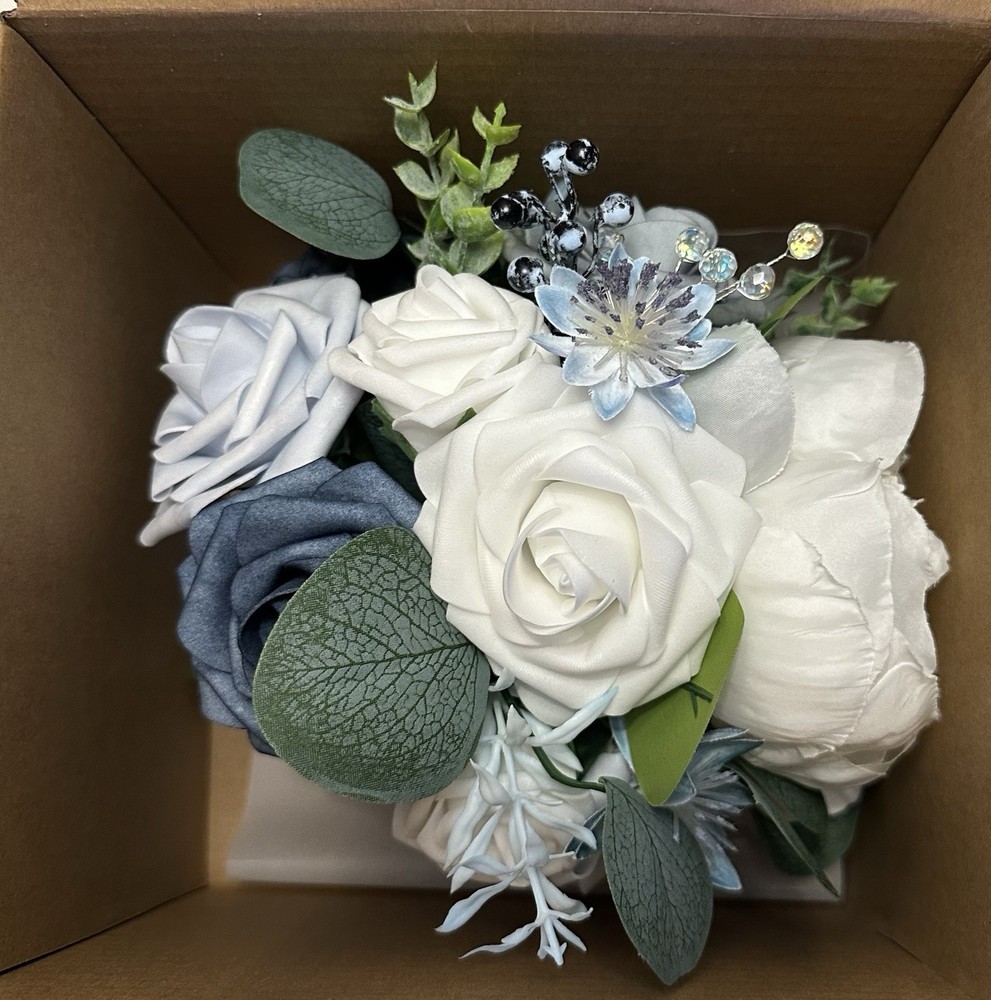 Ling’s Moment Bridesmaid Bouquet In Dusty Blue Wedding Flowers