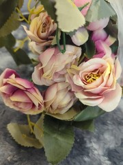 3 Silk – 5 ft Artificial Variegated Purple Rose Flowers Hanging Garlands Vines