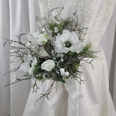 Winter Crystal Faux Silk Wedding Bouquet