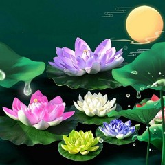 6/9 Floating Foam Lotus Flowers Artificial Plants water Lily Pads Pond Decor