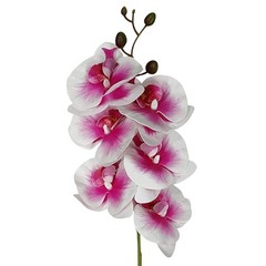 Pack Pink Orchid Artificial Flowers Real Touch, 27” 10 Pink + White Edge
