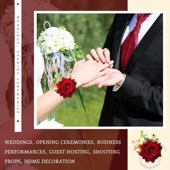 40 Pcs Rose Wrist Corsage and Boutonniere Set Wedding Corsage Wristlet Bride Bri