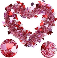 50FT Valentines Heart Tinsel Red Pink White Hearts, Hearts