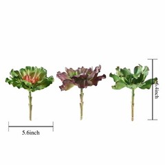 Orange Burgundy Green 6″ Faux Succulent Echeveria Rosettes Sprays Stems Sale