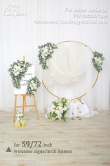 Faux Flower Wedding Arch Set of 2 – Welcome Sign & Ceremony Backdrop Decor