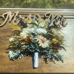 Beautiful Bridal Wedding Bouquet Budget Friendly Faux Flowers White Yellow Black
