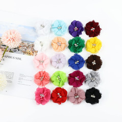 40 Pcs Chiffon Flower Hair Clips 2″ with Rhinestones Pearls Kids Hair Bows