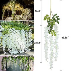 Fake Hanging Flowers – 12 Pieces 3.75 Feet/Piece Artificial Wisteria Vine