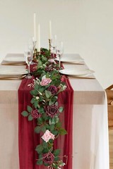 Ling’s Moment 5FT Burgundy Artificial Flower Garland Dusty Rose Leaves Floral…
