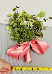 Silk Succulents Eucalyptus Misc Bridal Bouquet Small Pink Satin Ribbon Prom