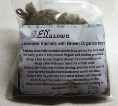 Set of 4 Lavender Sachets made with Brown Organza Bags