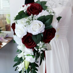 Bridal Bouquet Silk Flower Artificial Rose Drop Shape Bridesmaid Decor Chic Cute