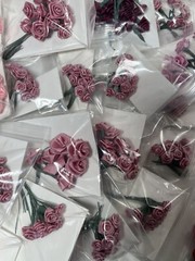 Vintage Craft Bulk Lot Satin Ribbon Roses Wire Stem Roses Assorted Size Colors