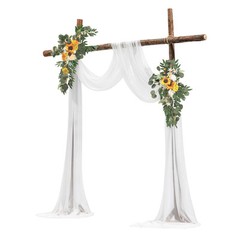Uimoso Artificial Wedding Arch Flowers Kit Yellow 2 Pcs Flowers 1 Pcs Drapes