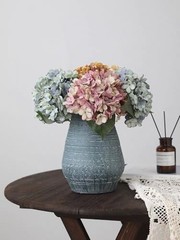 Fake Flowers 6pcs Artificial Silk Hydrangea Flowers Bouquets Deep Lake Blue
