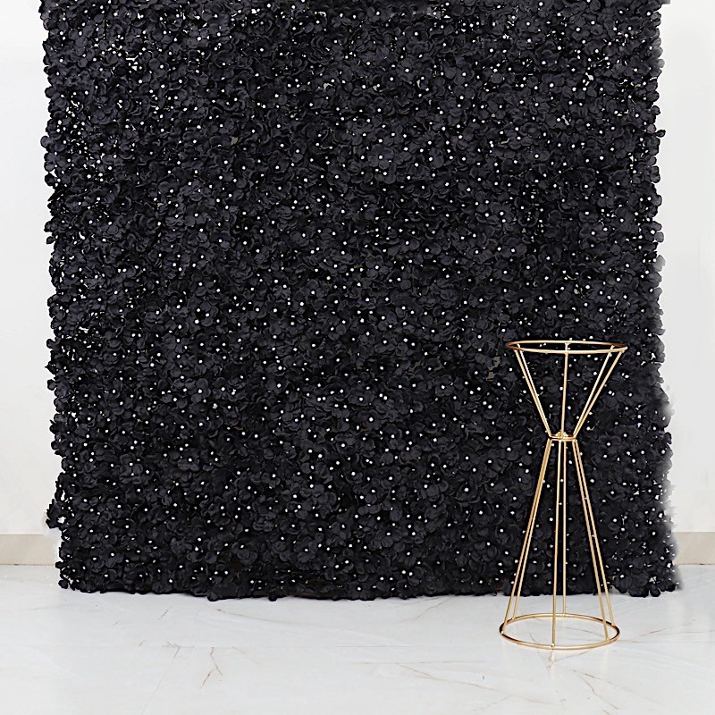 4 Black Hydrangea Flowers Mat Wall Backdrop Panels Wedding Party Decorations