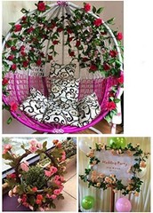 canjoyn 2 Pack 4.2 Feet/Piece Artificial Flower Vine Rattan Hanging Silk Rose