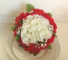 Red and White Rose Bridal Bouquet, Wedding Bouquet, Red Rose Bouquet, White Rose