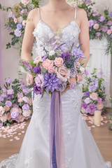 13 Inch Artificial Flower Wedding Bouquets for Bride, Cascading Bridal Bouquet f