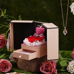 Preserved Eternal Rose With “I Love You” in 100 Languages Necklace