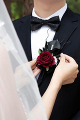 Black Burgundy Calla Lily Corsage and Boutonniere Set for Weddings and Proms