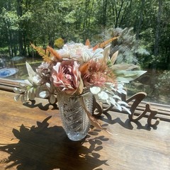 Bridal Wedding Bouquet Budget Friendly Handmade Faux Flowers White Pink Orange