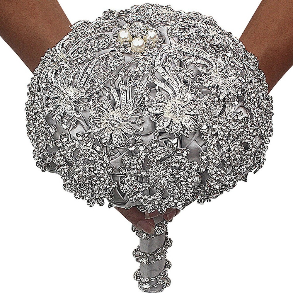 Wedding Bouquet with Silver Luxury Artifical Diamond,Set Including Bouquets, …