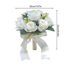 Realistic White Pink Flower Bridal Rose Bouquet Artificial Wedding Decor