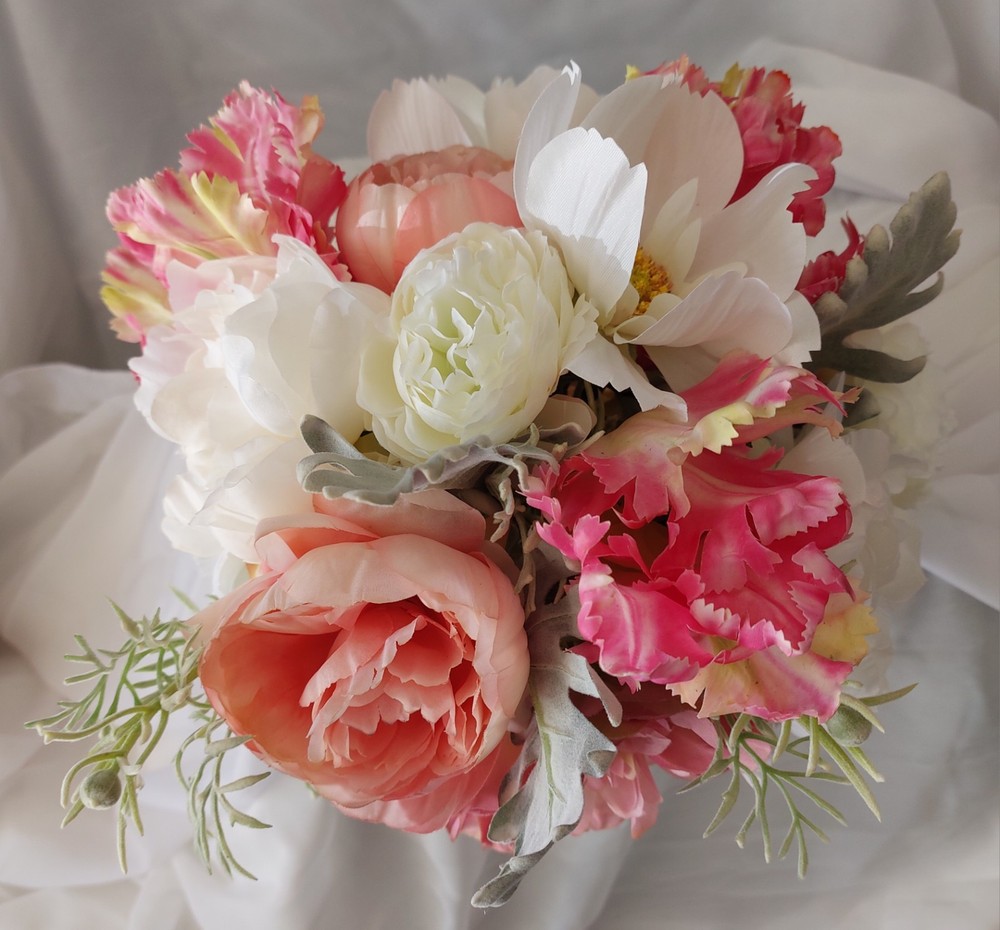 Custom Beautiful Hand Made White, pink, Bridal Wedding Bouquet