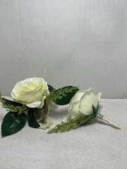 Angel Isabella Ivory Rose Wrist Corsage & Boutonniere Wedding Prom Set NIP