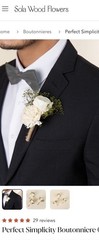 6 – Ivory/Green Sola Wood Flowers Groom Boutonnière Wedding Rose Baby’s Breath