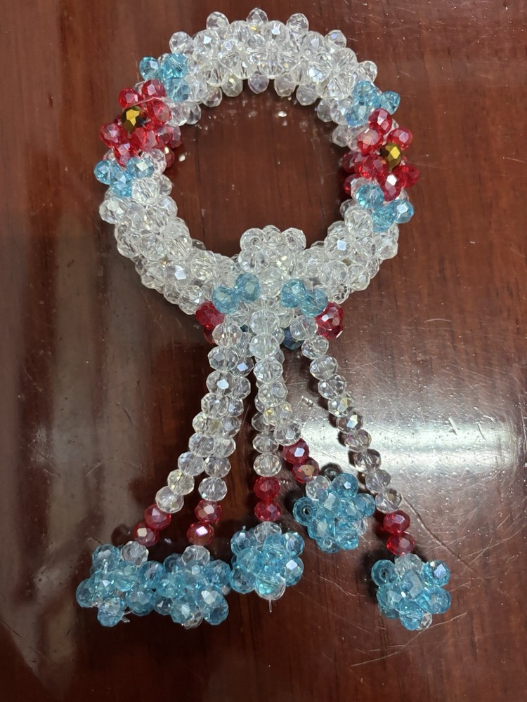 Crystal Blue,White and Red Artificial Flowers Thai Wreath Beauty Home Decor