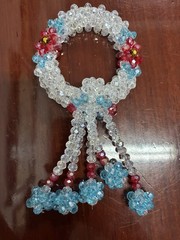 Crystal Blue,White and Red Artificial Flowers Thai Wreath Beauty Home Decor