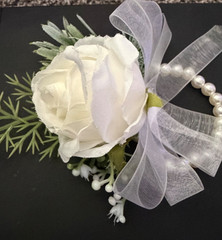 Ivory Corsage and Boutonniere Set for Wedding, Prom, Artificial Rose Flower