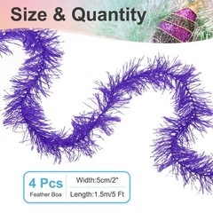 5Ft Feather Boa, 4 Pcs Artificial Fluffy Feather Boas, Dark Purple
