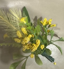 Silk Boutonnière Yellow Flowers & Filler. Yellow Ribbon On Stem Perfect For Prom