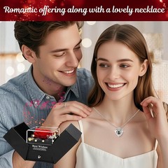 Preserved Red Rose Flowers with Love Necklace Gifts for Women Mom Birthday Prom