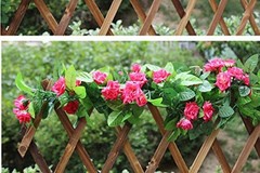 canjoyn 2 Pack 4.2 Feet/Piece Artificial Flower Vine Rattan Hanging Silk Rose