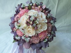 Wedding Bouquets 4pc package Bridal Bouquet SILK flowers Purple Orchid Hand Made