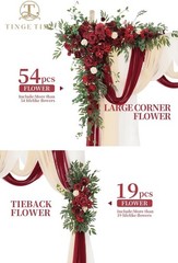 5 Piece of Wedding Arch Flowers Kit with Drapes Ceremony Backdrop Decor
