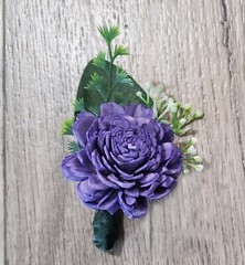 18PC Purple & White Wedding Bridal Bouquet & Sola Wood Bridesmaid Flower Set