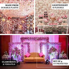 13 sq ft Purple and Violet Assorted Silk Flowers Wall Backdrop Panels Wedding