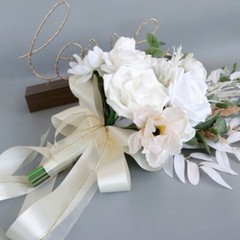 Wedding Bouquets with Ribbon for Bride White Artificial Flower Wedding Bouquets