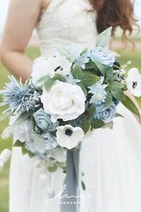 Ling’s Moment Dusty Blue Bridal Bouquet Cascading, Wedding Bouquets for Bride…