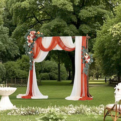 (5-Pack) Artificial Wedding Arch Arbor Flowers Kit with 33 Ft. Draping Fabric, L