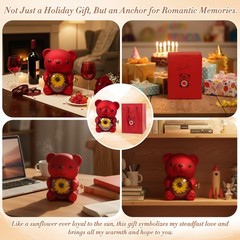 Trinckle Sunflower Necklaces for Women Valentines Teddy Bear with Red