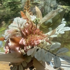 Bridal Wedding Bouquet Budget Friendly Handmade Faux Flowers White Pink Orange