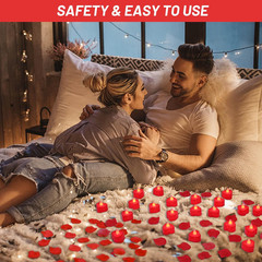 Cridoz Rose Petals for Romantic Night – Artificial Red Rose Petals with LED Cand