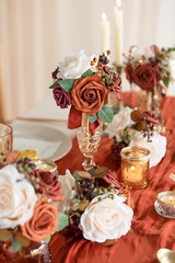 Artificial Flower 25Pc Burnt Orange Sienna Rose 3″ Foam for Wedding Bouquet